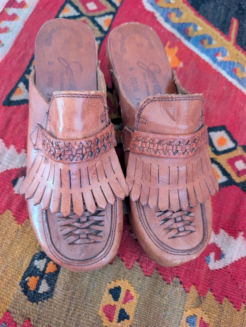 Wooden Leather Clogs